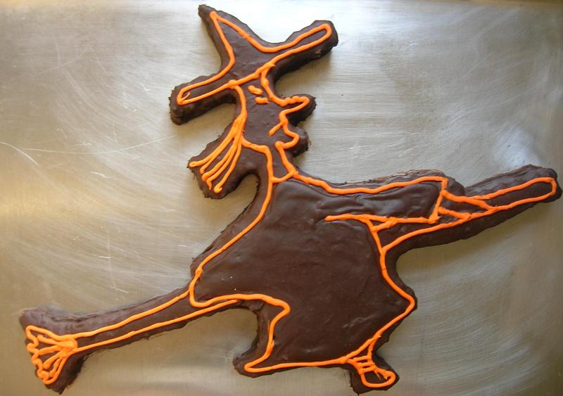 Witch on a Broom Halloween Cake